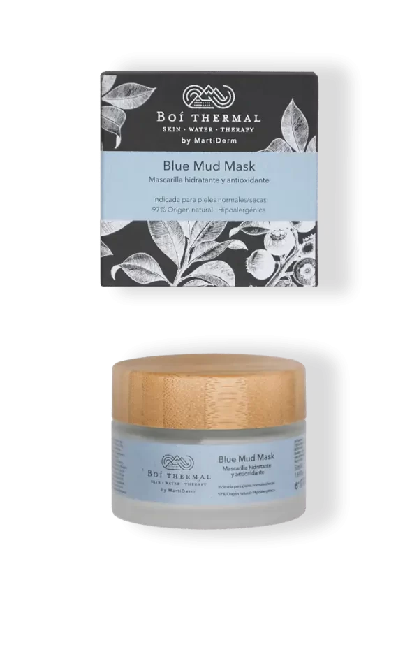 Blue Mud Mask 50 ml Boí Thermal by Marti Derm, Es una mascarilla Remineralizante que mejora la elasticidad cutánea y aporta luminosidad a la piel, para una sensación de hidratación intensa.