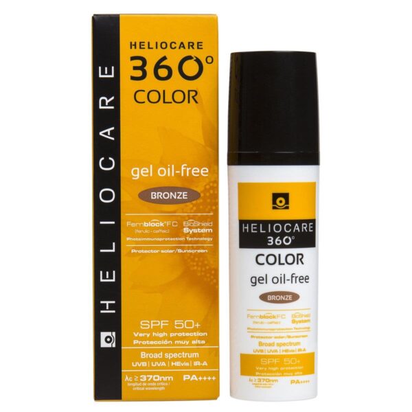 Heliocare 360° Gel Oil-Free Color Bronze FPS50+, Es un Foto Maquillaje para pieles mixtas o grasas, brinda una combinación de fotoprotección avanzada con los beneficios del maquillaje.