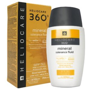 Heliocare 360° Mineral Tolerance Fluid FPS50 50ml, es un Fotoprotector fluido con filtros 100% minerales.